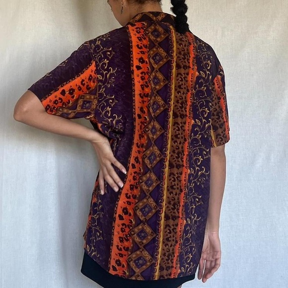 90’s short sleeve button up shirt, Marla Kim, Sz. XL - Picture 3 of 8